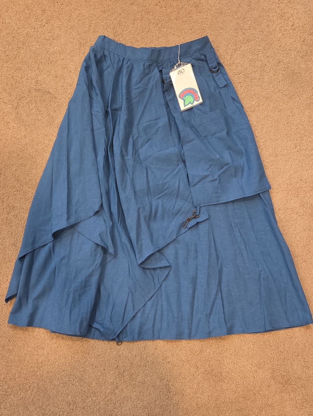 Blue Asymmetrical Layered Maxi Skirt by - Lightweight Wrap Style